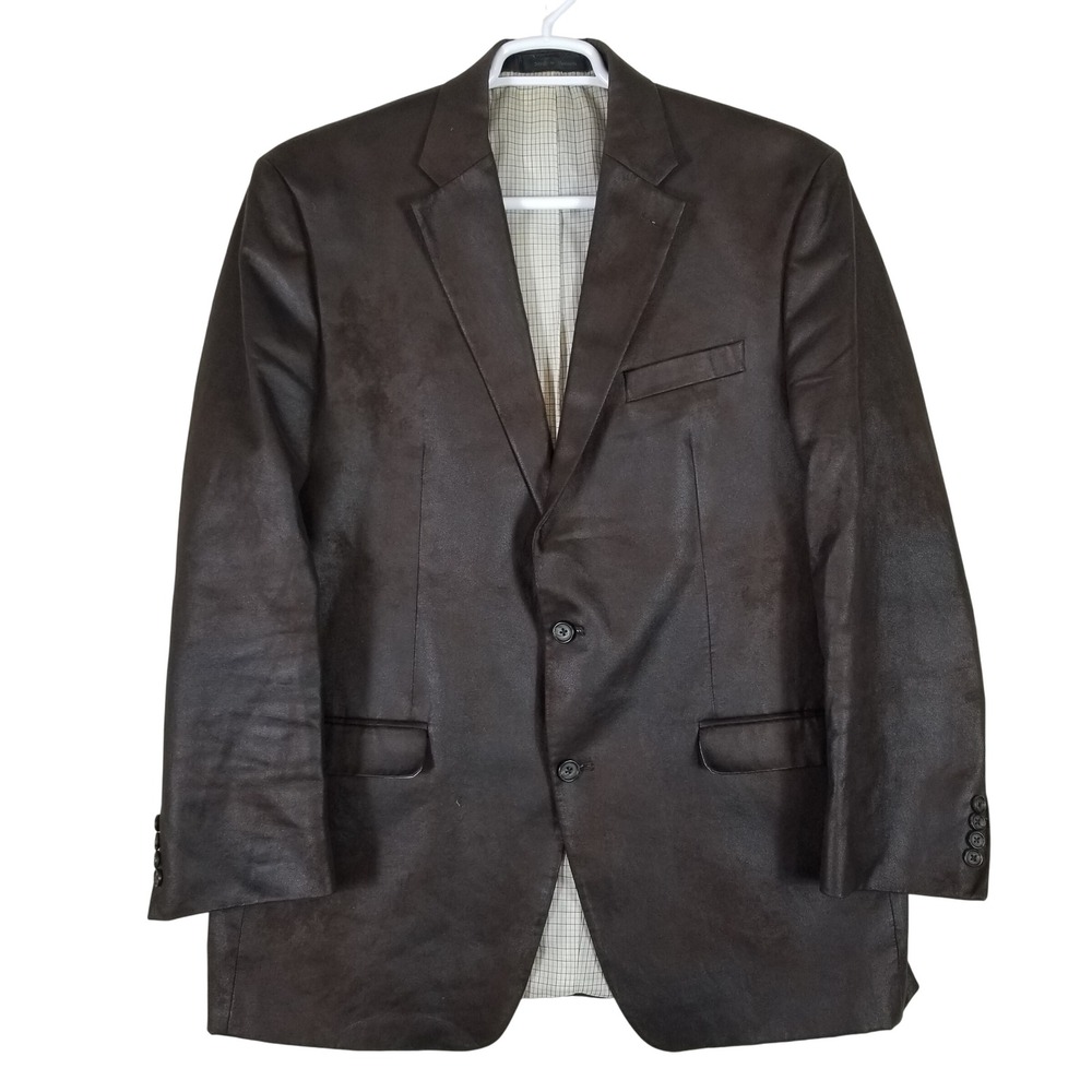 Lauren Ralph Lauren Blazer Mens 44L Brown Faux Leather Finish‎ 2 Button Jacket